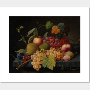 Fruit Still Life with Moth by Severin Roesen Posters and Art